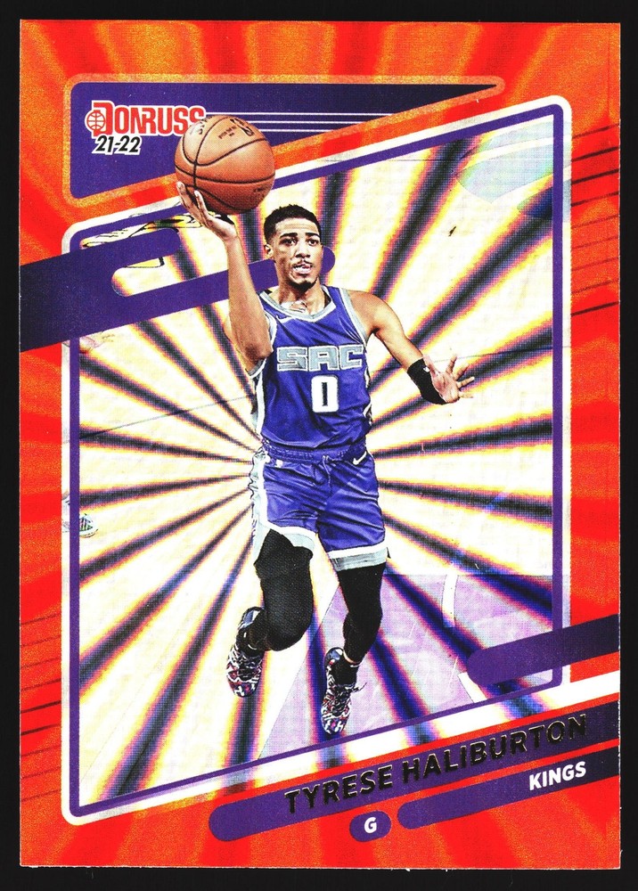 Tyrese Haliburton 2021-22 Donruss Orange Laser Holo Kings NBA Rookie Card