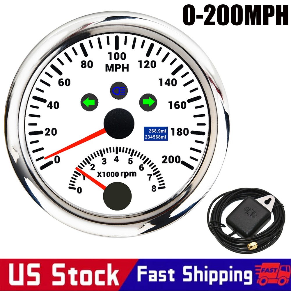 85mm GPS Speedometer 0-200MPH with Tachometer Gauge 0-8000RPM for Car Boat SUV