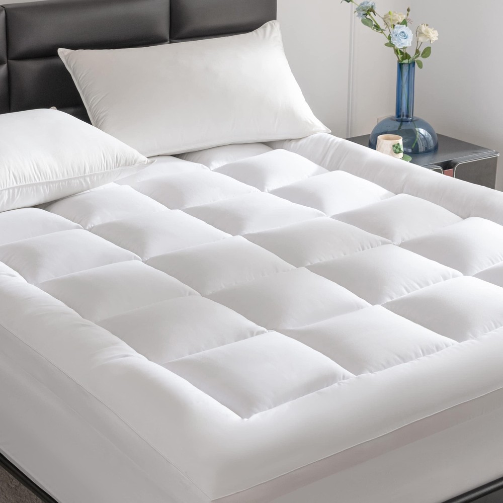 Thick Breathable Cal King Mattress Topper Soft Quilted Pad for Comfortable Sleep