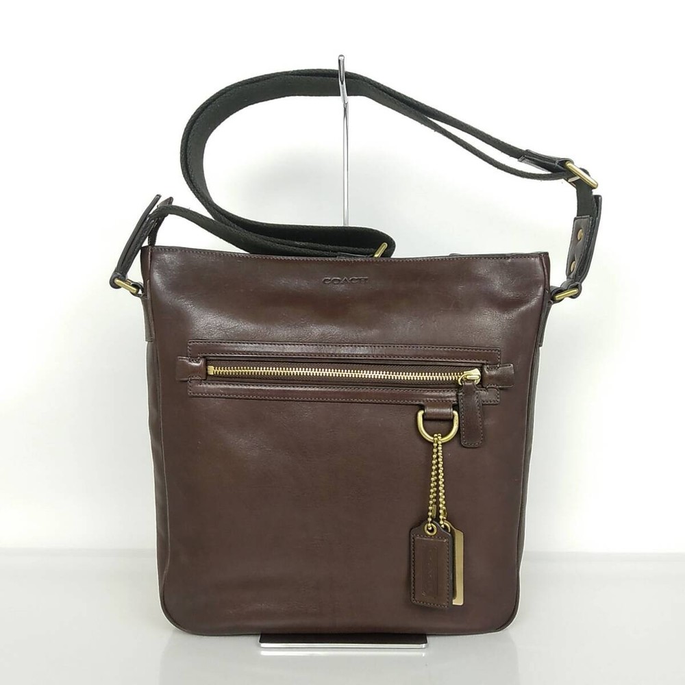 74B121 Genuine Leather Coach Shoulder Bag in Rich Brown