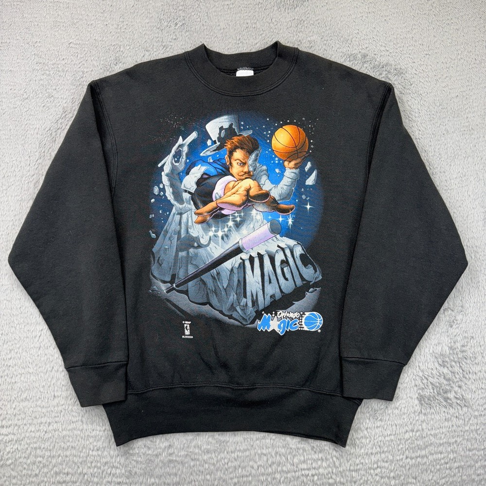 Vintage Orlando Magic mens M Salem Sportwear Wizard crewneck sweatshirt black