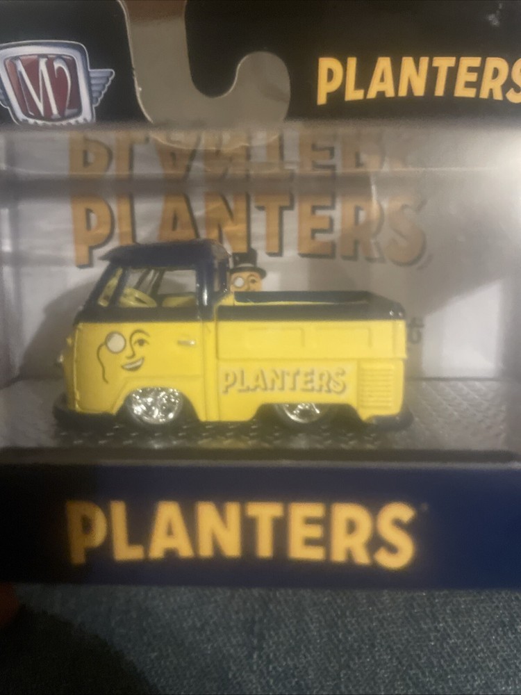 2024 M2 Machines Blue & Yellow 1960 VW Single Cab Truck Planters Peanut Theme