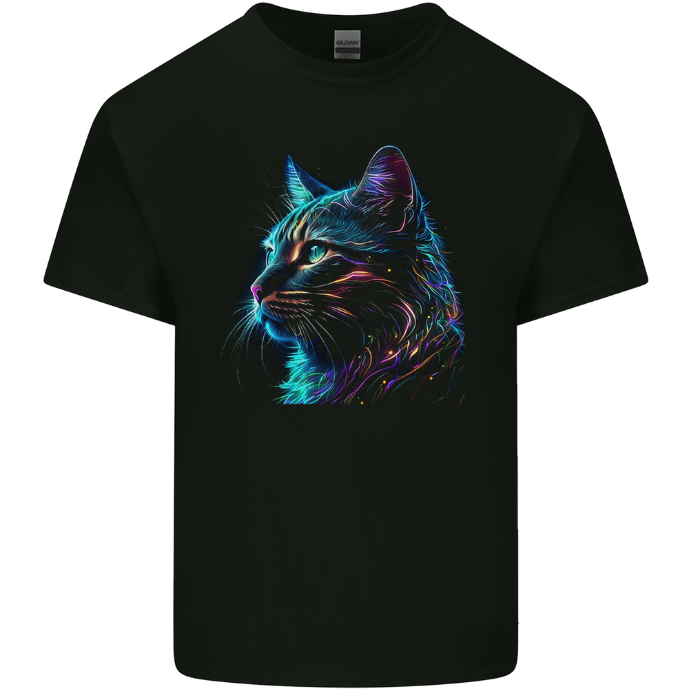 A Fantasy Cat With Cool Colours 3 Mens Cotton T-Shirt Tee Top