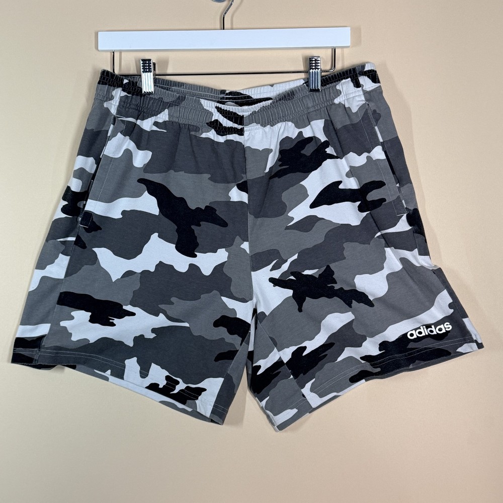Adidas Black Grey Camo Sweat Shorts Men's Size Large L