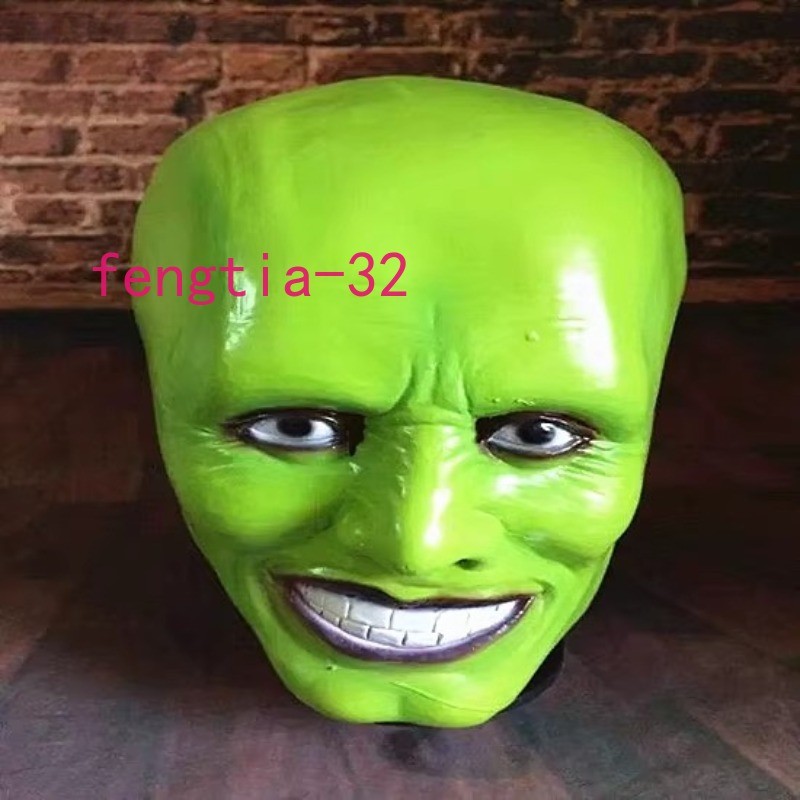 Movie The Mask Jim Carrey Green Latex Mask Cosplay Costume Party Prop Halloween
