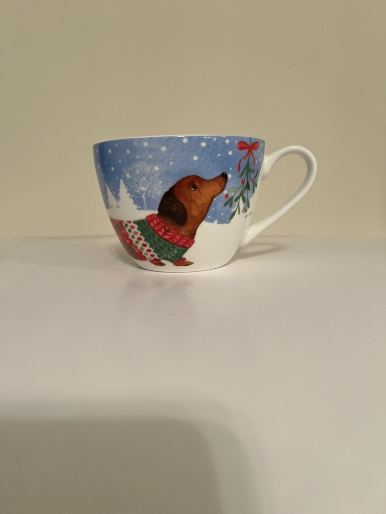 NEW Portobello By Design Weiner Dog Coffee Mug Christmas Design Bone China (M18)