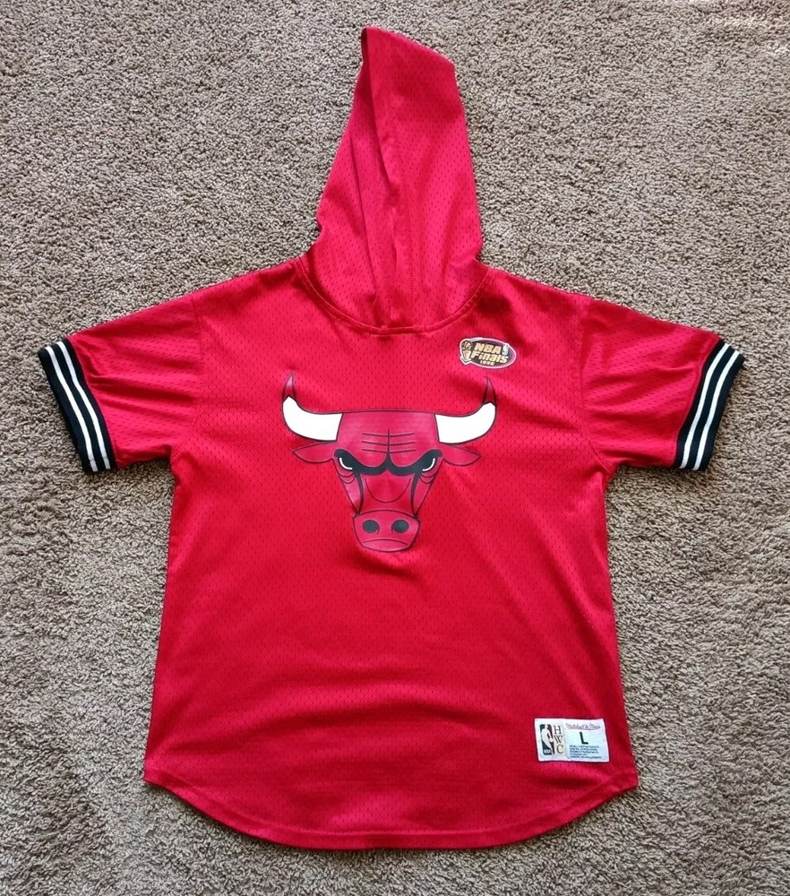 Mitchell Ness Jersey Kids Size Large Chicago Bulls Graphic  Hooded Red