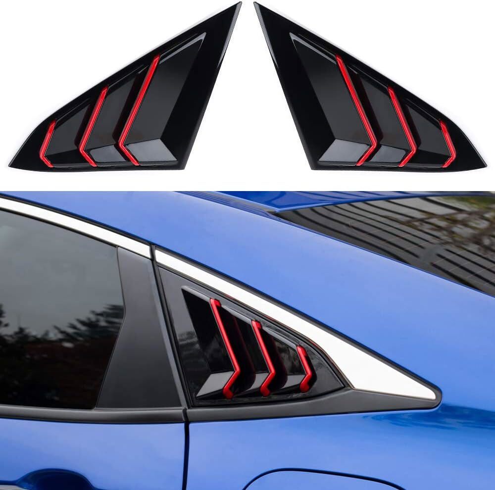 For Honda Civic 16-21 10th Gen Rear Side Window Louvers Cover Trim Accessories