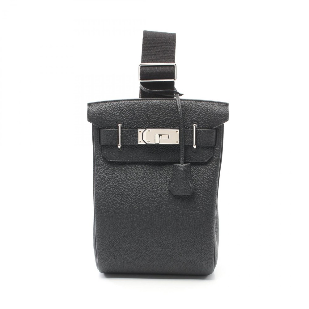 HERMES Kelly Hac a Dos PM Waist Bag in Black Togo Leather with Silver Hardware Pre-Owned Women