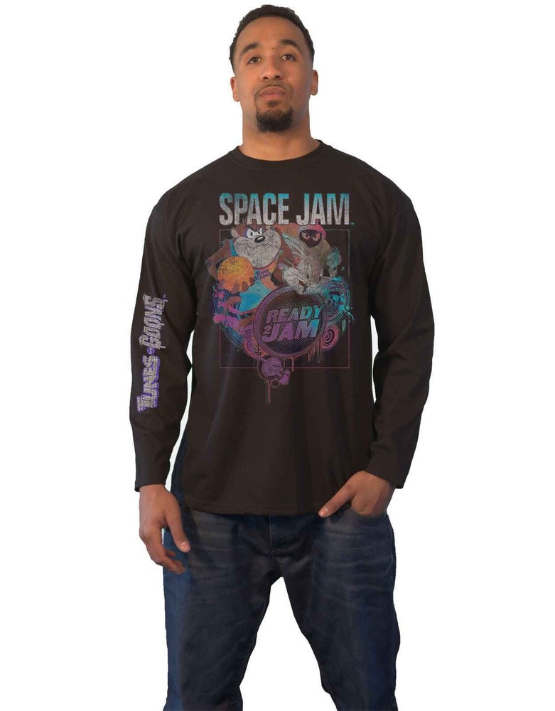Space Jam Ready 2 Jam Official Black Long Sleeve Mens Shirt