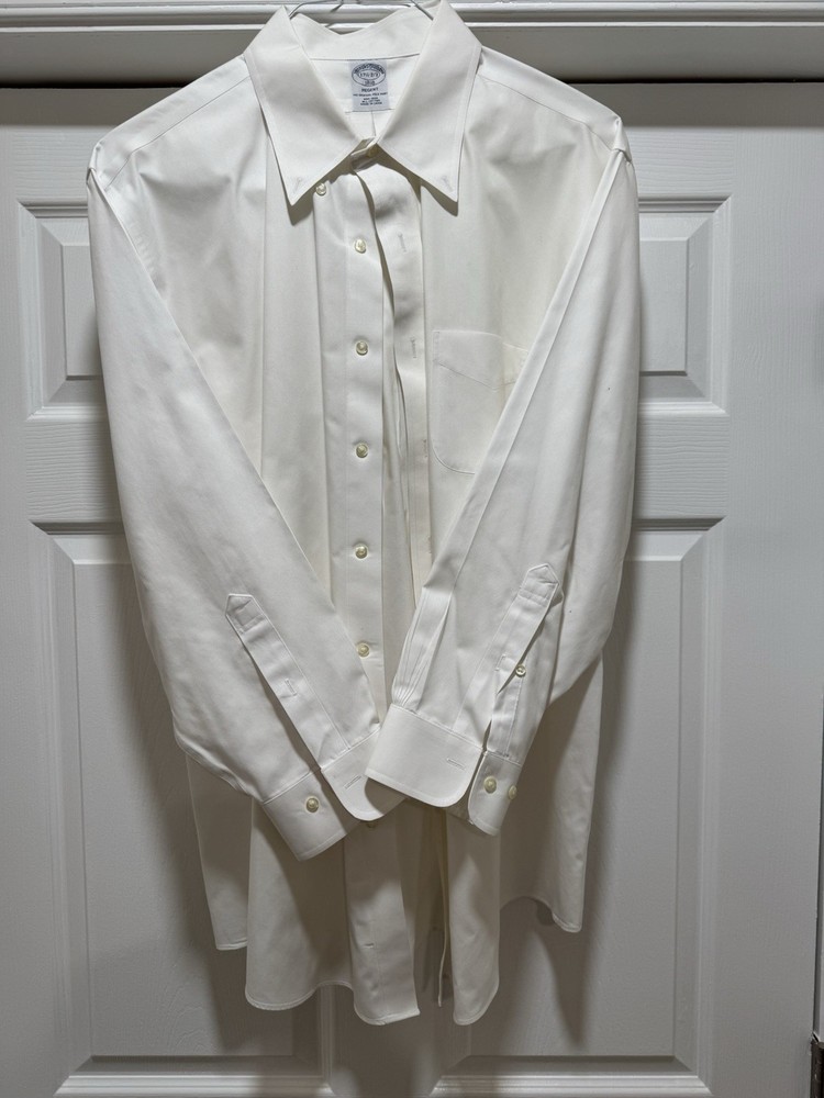 Brooks Brothers Men's White 1818 Cotton Dress Shirt Size 17.5-2/3