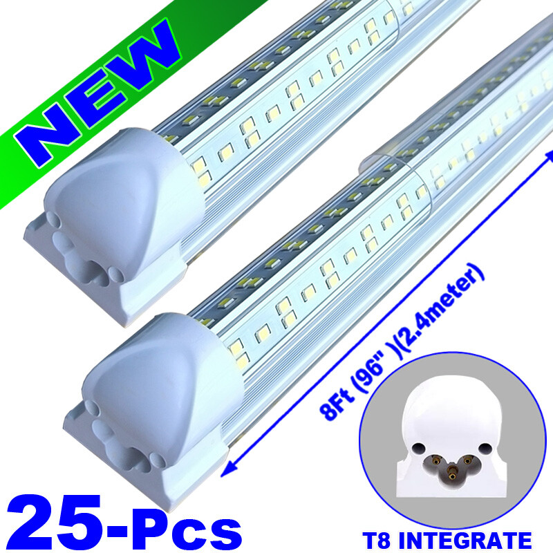 144w 8 foot led shop lights led Strip Lights 25PC Cold White LED Garage Lights