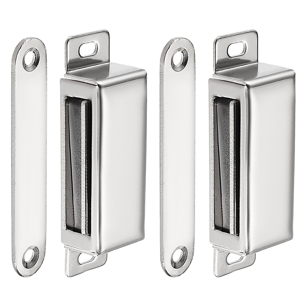70x20mm Cabinet Magnets Latch - 2 Pack - Stainless Steel Door Catch - Silver