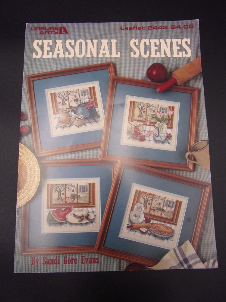 Seasonal Scenes Leisure Arts Cross Stitch Pattern #2442 Vintage 1993-image