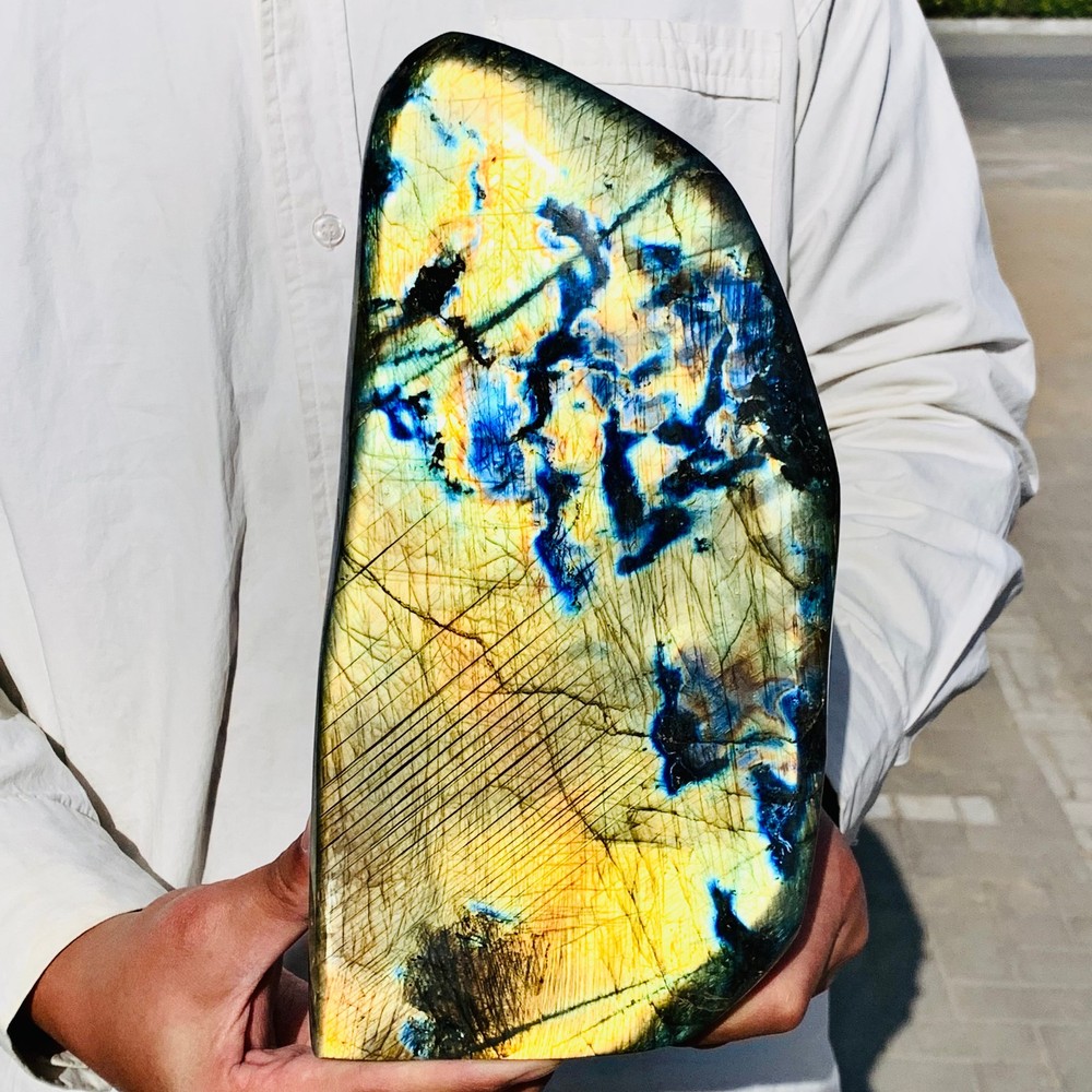 8.43LB Natural Labradorite Quartz Crystal Mineral Spectrolite Healing