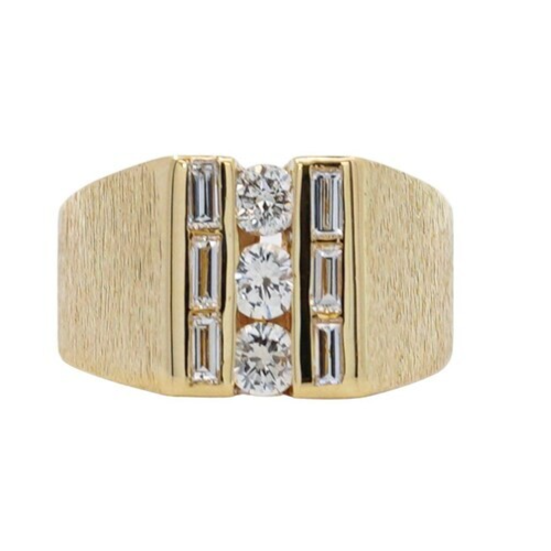 4CT Round Cut Certified Moissanite Engagement Band Ring 14K Yellow Gold Plated