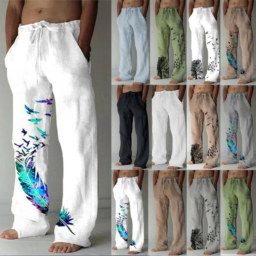 ☆Mens Harem Pants Casual Cotton Linen Baggy Loose Oversized Yoga Hippy Trousers