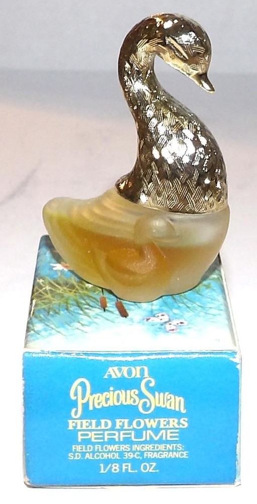 Avon Field Flowers Swan Collectible Perfume Bottle 1/8 oz