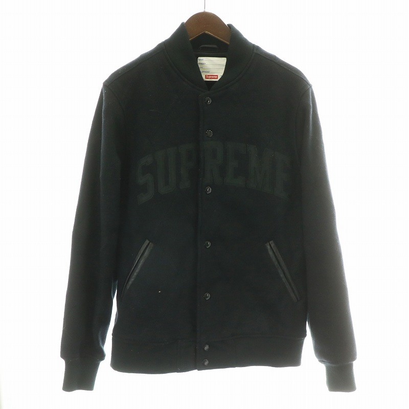 Supreme 15Aw Harlequin Wool Jacket Stadium Jumper Blouson Logo M Black
