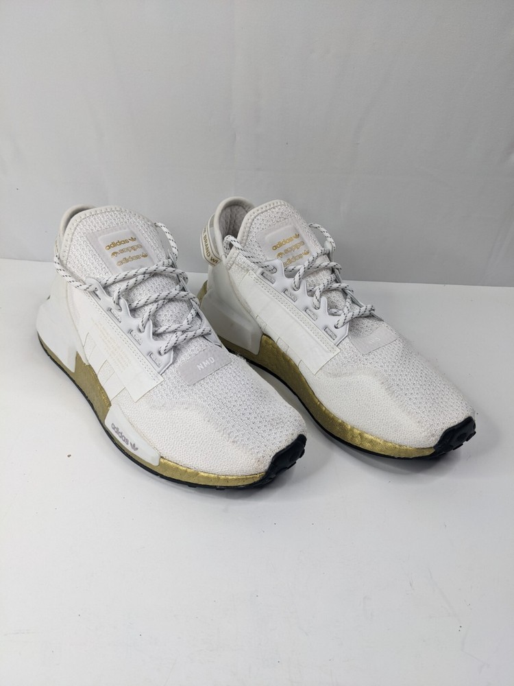Adidas NMD R1_V2 Gold Boost Women's White Low Top Athletic Shoes Size 8.5 M,
