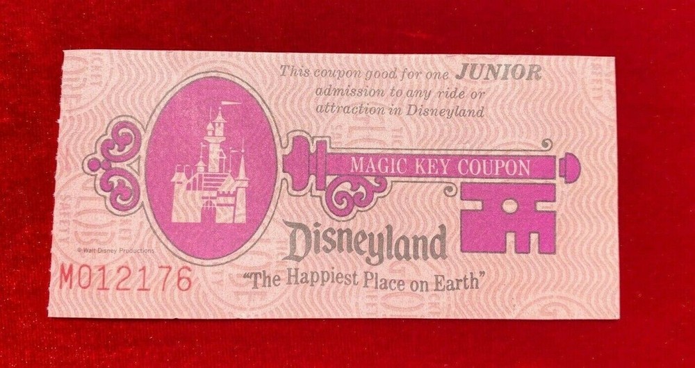 1978 Disneyland Junior A-E Ticket Magic Kingdom Club Key Coupon with COA K2-image