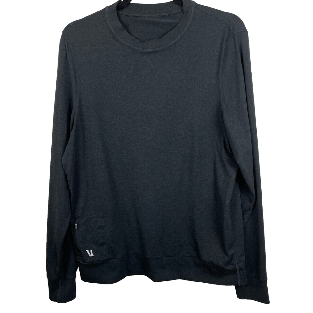 Vuori Ponto Performance Crew Shirt Mens Medium Dreamknit Pullover Black Active