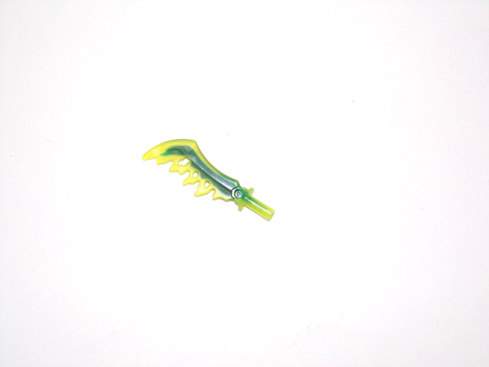 LEGO Trans Neon Green Minifigure Sword Serrated DARK BLUE Marbled Pattern