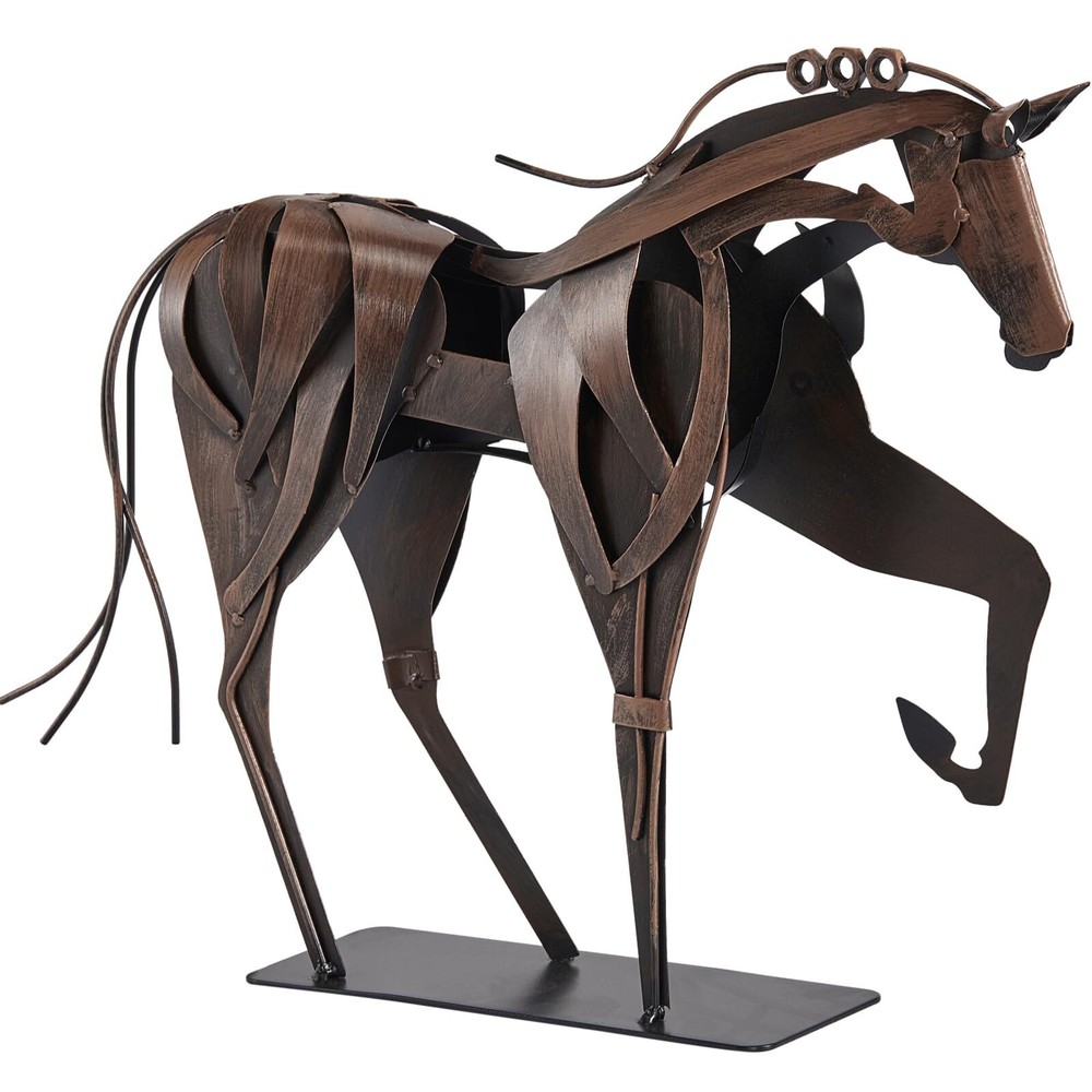 SunBlogs Art Metal Horse Statue Décor, Handmade & Hand-Painted Modern Western...
