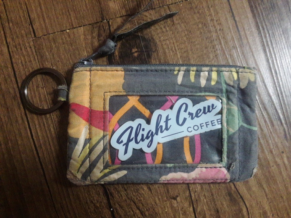 Vera Bradley Wallet With ID Card Window Card Holder  Gray Teal Floral