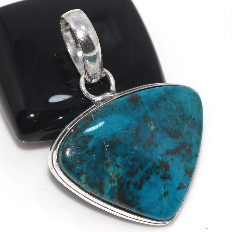 Chrysocolla 925 Silver Plated Gemstone Handmade Pendant 1.5