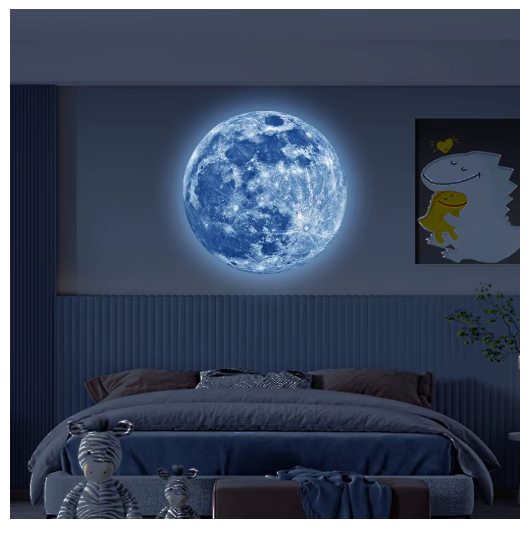 Hot Sale 3D Luminous Moon Wall Sticker Glow In The Dark Fluorescent Sticker