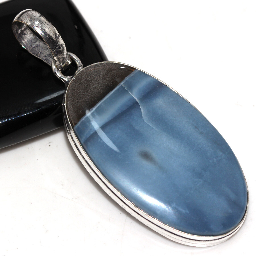 925 Silver Plated Owhyee Blue Opal Ethnic Pendant Handmade Jewelry Size 2