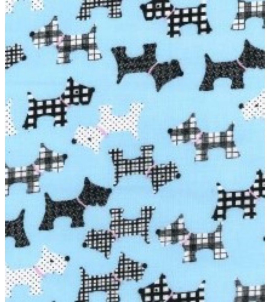 Printed Polycotton Craft Fabric Material - TERRIERS BLUE