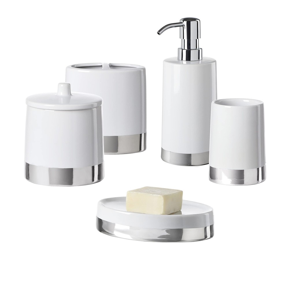 5-Piece Ceramic Bathroom Accessory Set with Modern Design