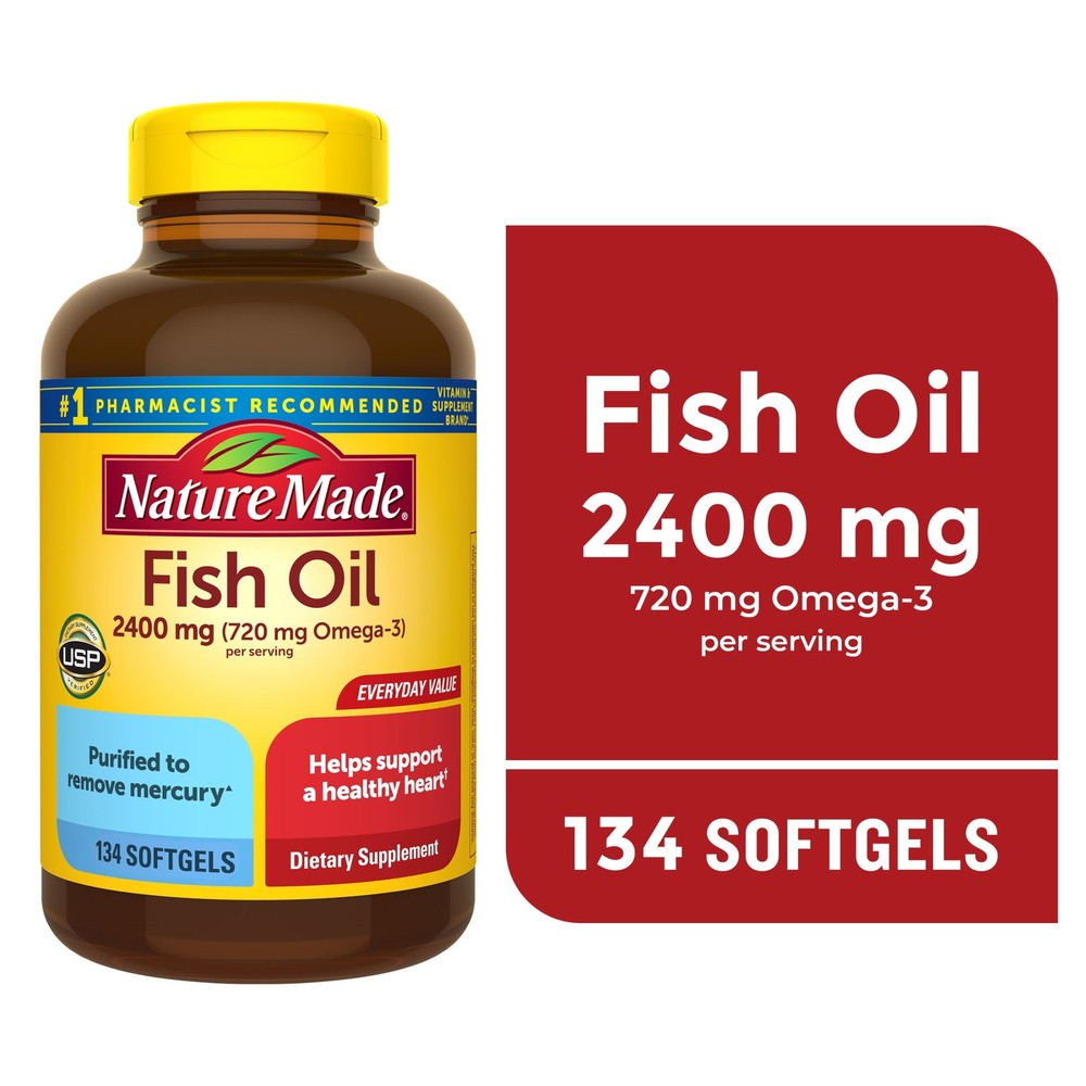 High Potency Fish Oil 2400mg Softgels Triple Strength Omega 3 Supplement