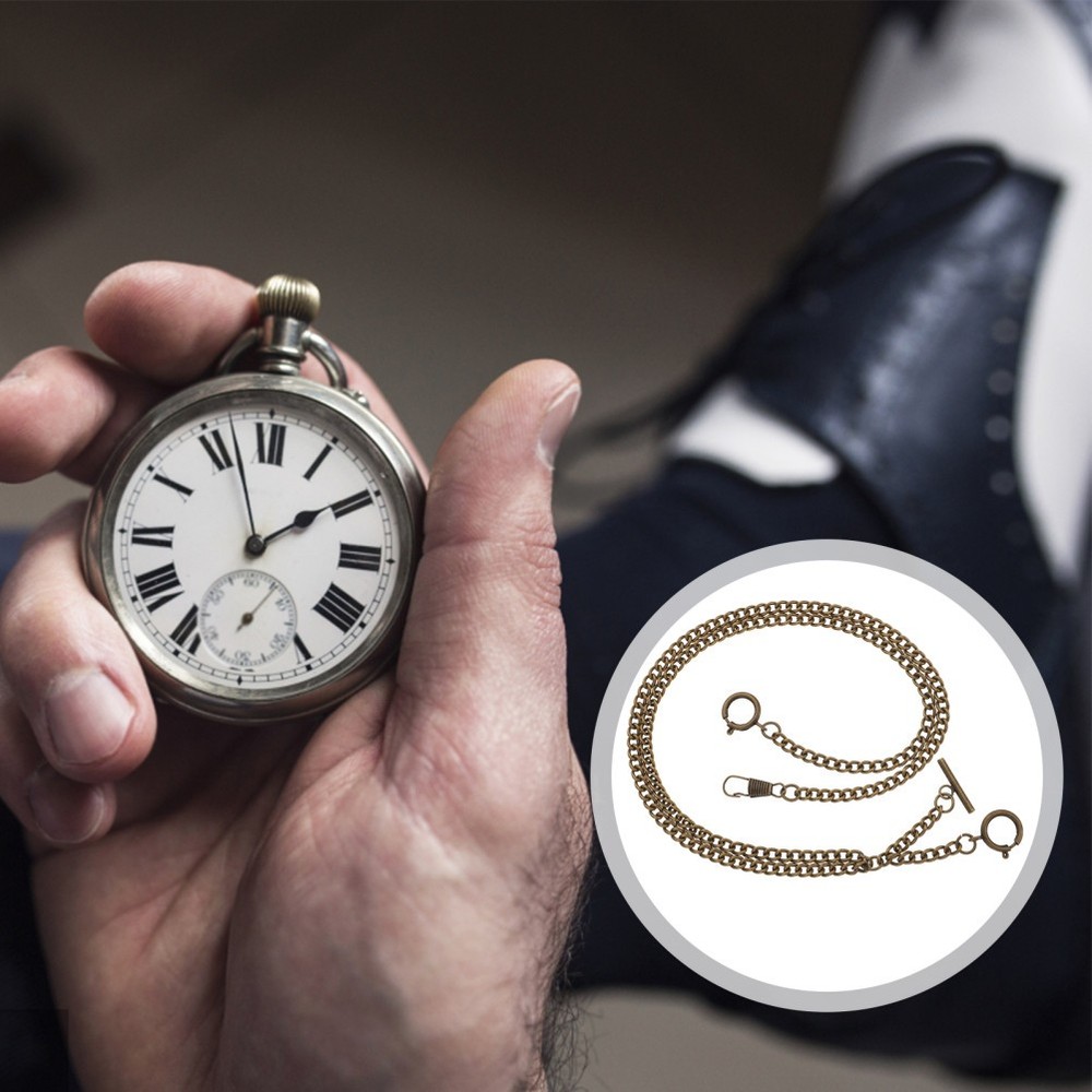 2 Pack Men's Watch Strap Chain Vintage Quartz Pocket Fob Mens Wallet