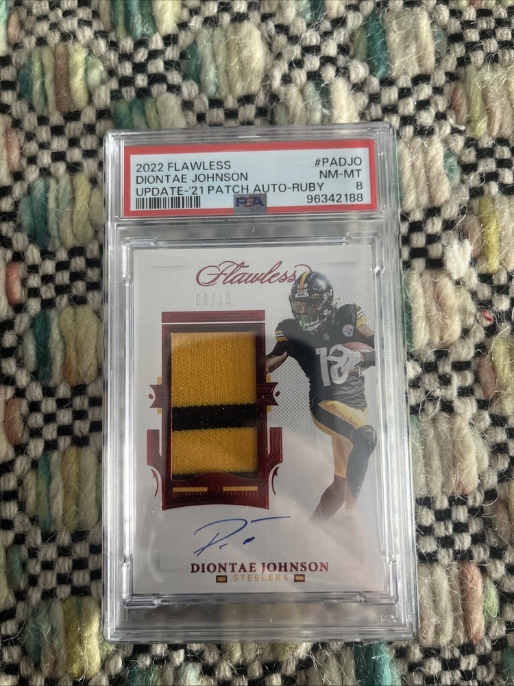 2022 Flawless Diontae Johnson Ruby Patch Auto /15 PSA 8 Gem Mint