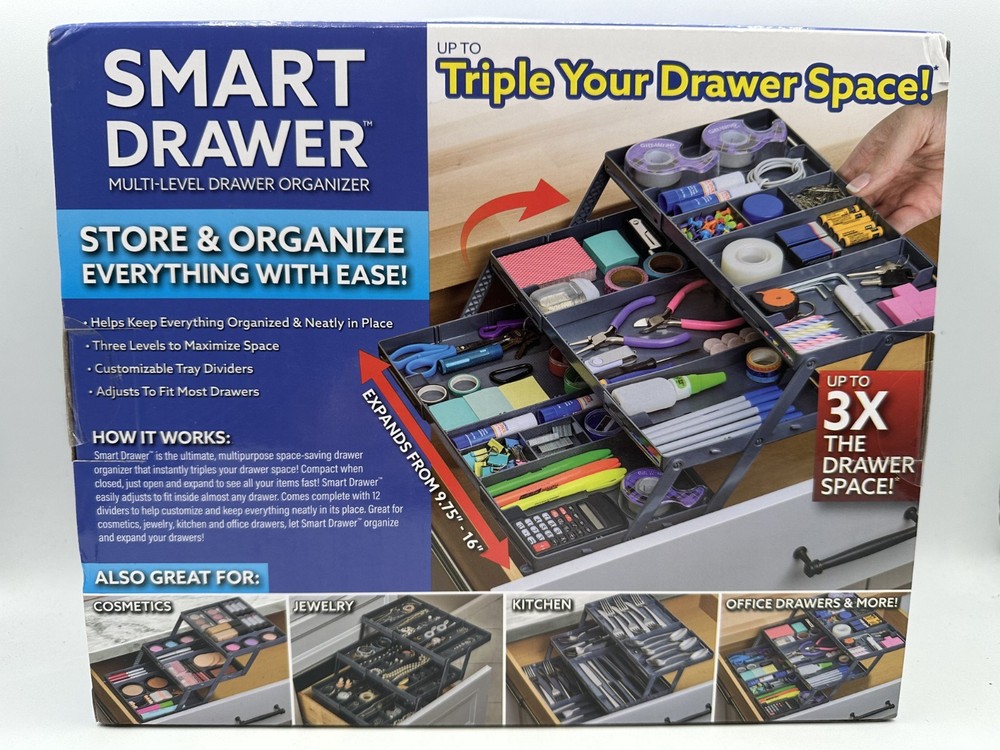 NEW Smart Drawer 3X Multi-Level Drawer Organizer Cosmetics Jewelry Office Tools