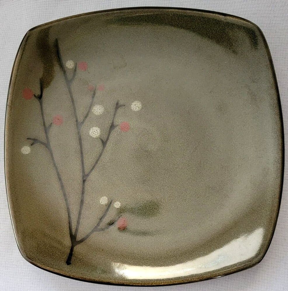 SET OF 4 SANGO BLOSSOM BLACK SQUARE SALAD PLATES 8