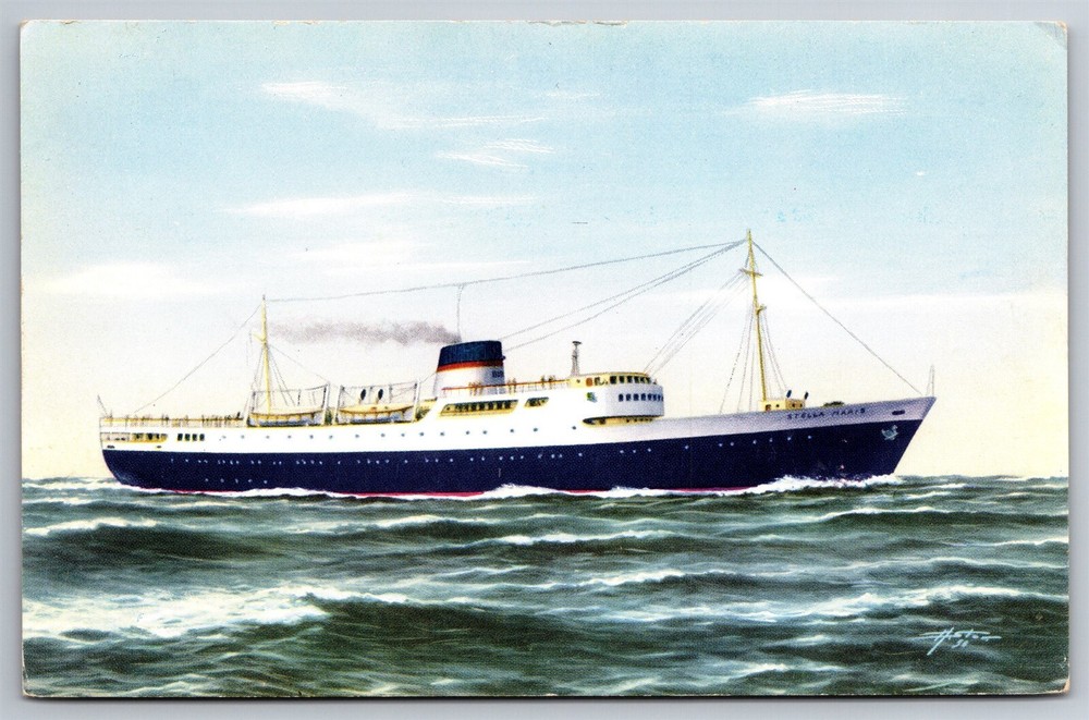 Vintage 1939 SS Stella Maris Love Boat Cruise Signed Postcard G4