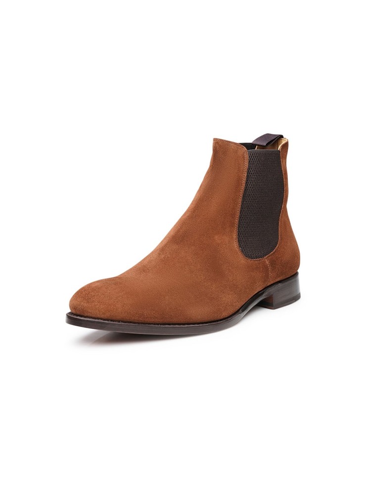 REACTION KENNETH COLE Womens Brown Elastic Chelsea Block Heel Leather Booties 6
