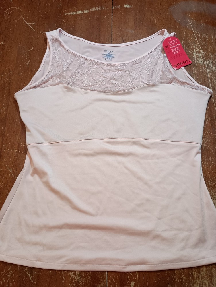 SPANX Hide & Sleek Women's Rosebud Pink Lace Bateau Shapewear Tank Size 2X