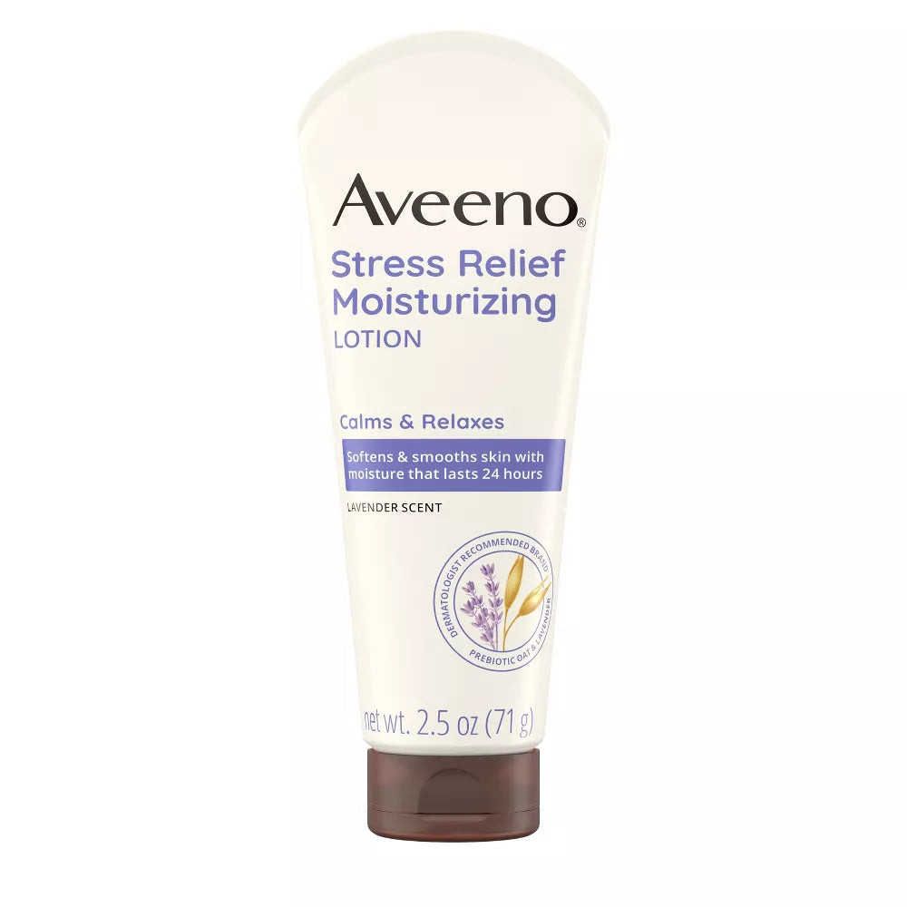 Aveeno Stress Relief Moisturizing Lotion Natural Oatme Lavender 2.5oz (3 Pack)