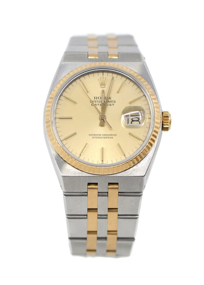 Rolex Datejust Oysterquartz 18K Gold Stainless Steel Watch Ref 17013