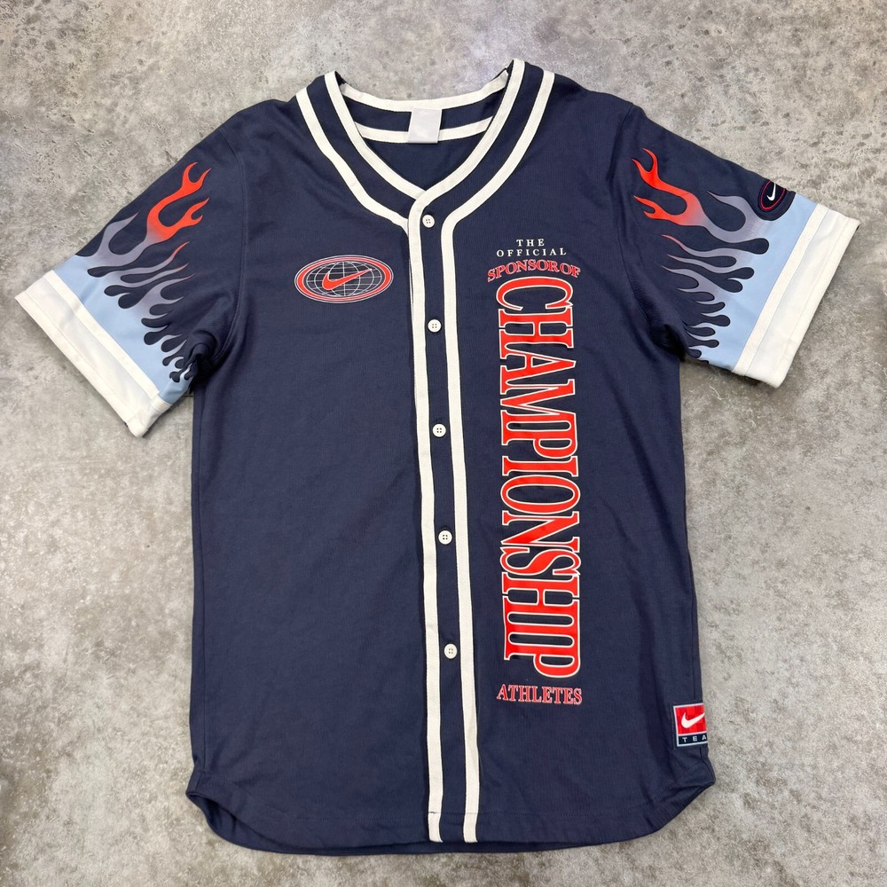 Nike shirt mens Large Americana Baseball jersey flames aop y2k button streetwear