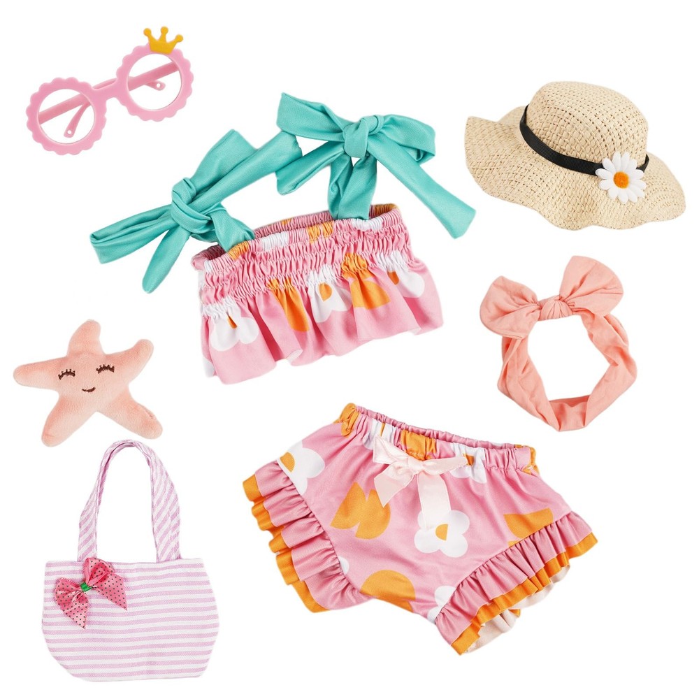 7-Piece Reborn Baby Doll Clothes Set for 16–20 Inch Dolls, Washable Floral Ou...