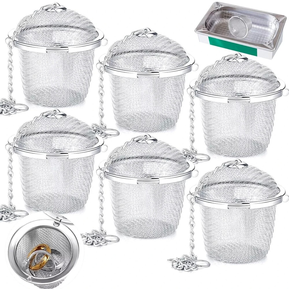6-piece stainless steel ultrasonic cleaner baskets for watches and jewelry