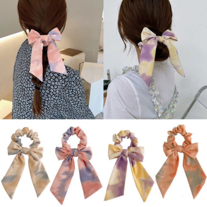 Gradient Knotted Bowknot Scrunchies Elastic Hair Bands for Stylish Looks