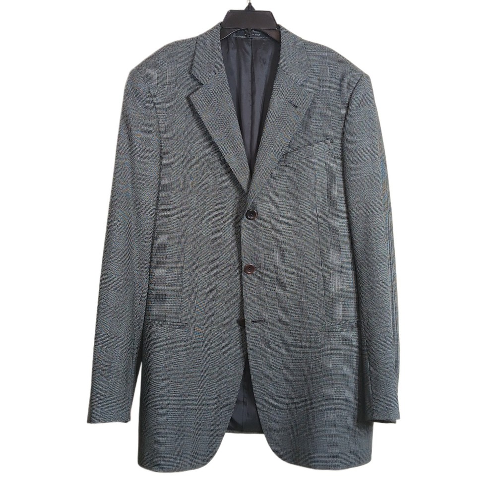 Armani Collezioni Gray Wool Plaid Blazer Mens Large US42 Sport Jacket  