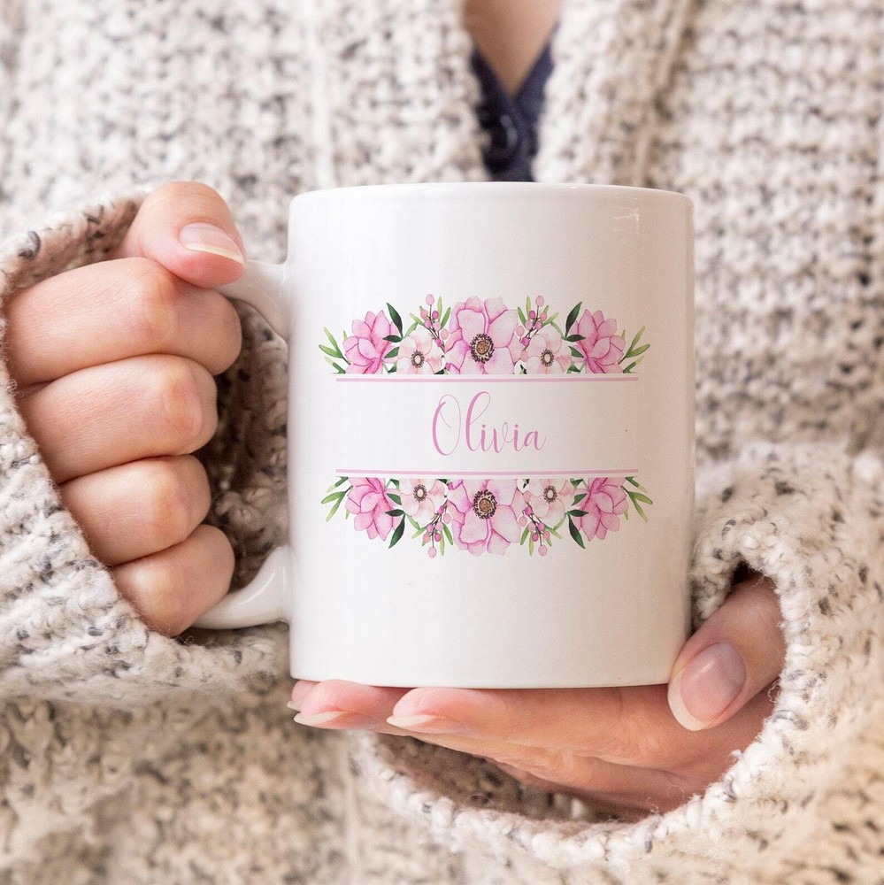 Personalized Mug Maid Of Honor Bridesmaid Gift Gift For Her Pink Flowers Co